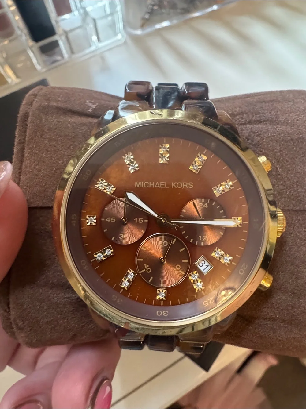 Michael Kors Men's Gold-Tone and Brown Chronograph Watch